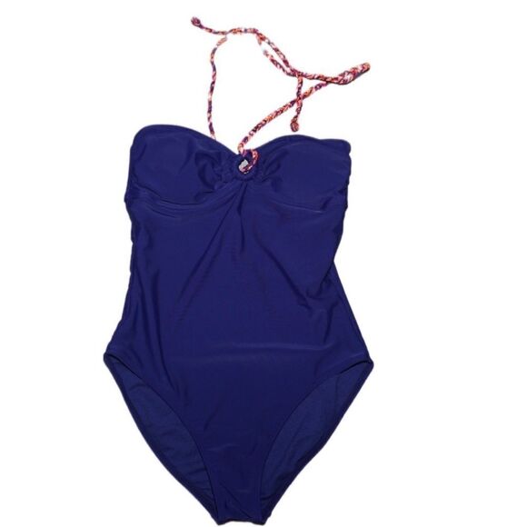 Old Navy Blue One-Piece Swimsuit with Braided Necktie, Medium - Picture 1 of 4